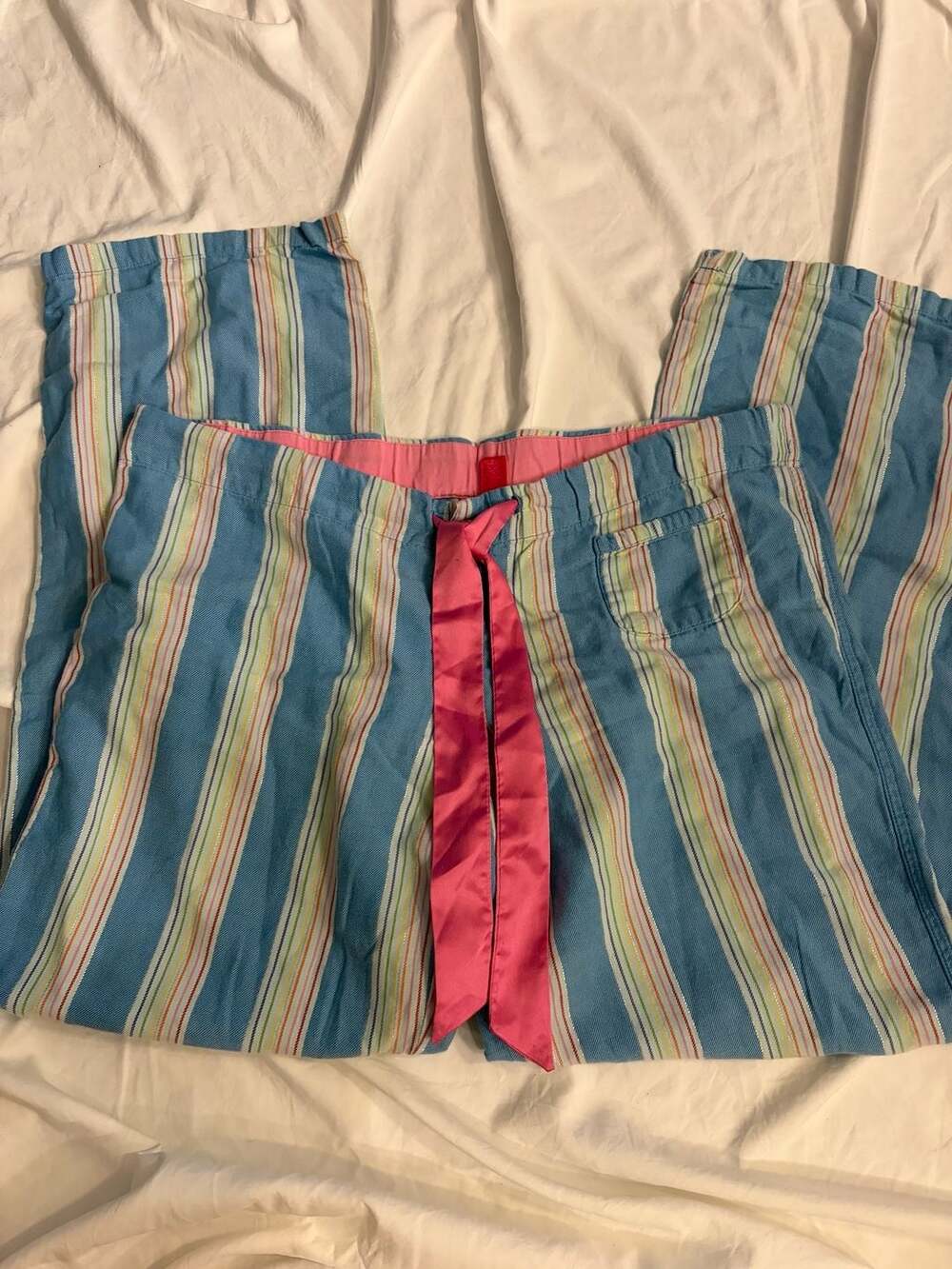 Victoria's Secret PINK Striped Pajama Pants Size M Blue Pink Multi
